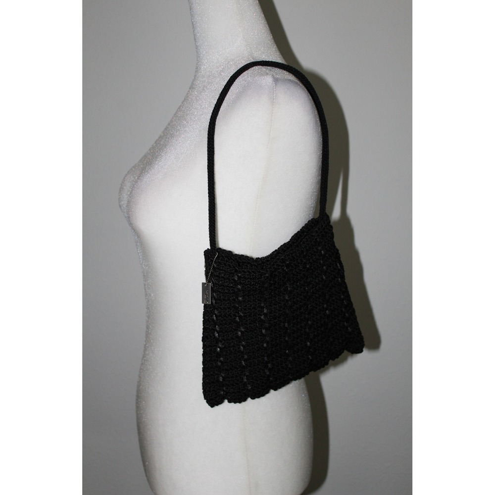 VTG The Sak Black Crochet Nylon Shoulder Bag Elliott Lucca Evening Bag‎ Small